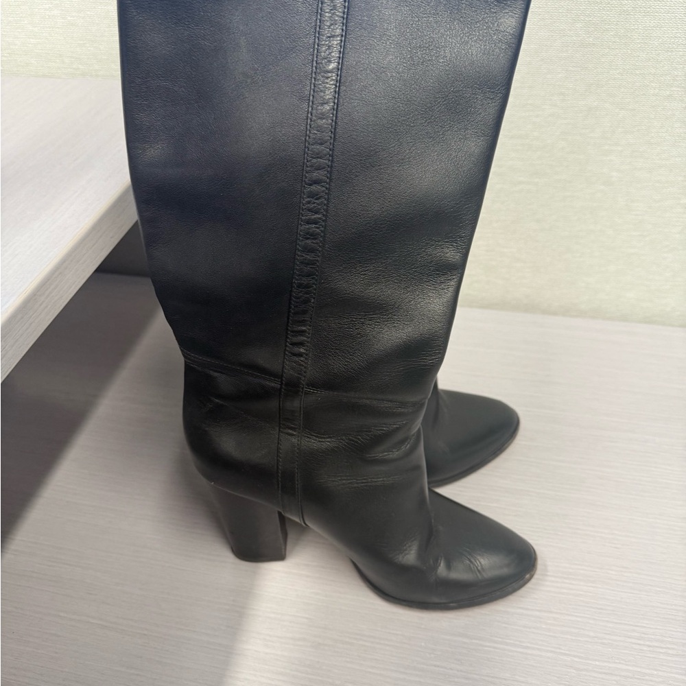 Black Leather Knee-High Boots